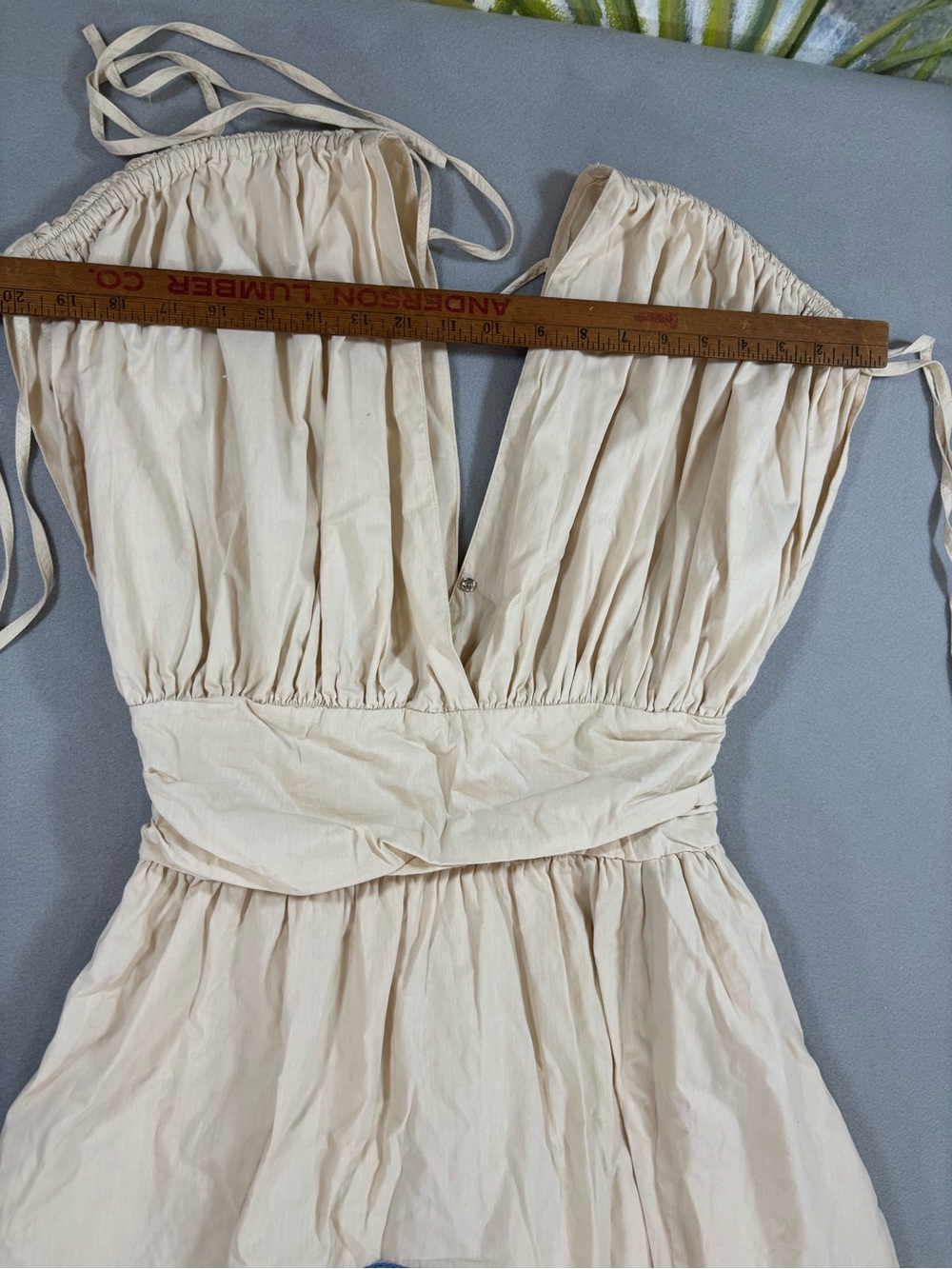 Ciebon Gale Cream Midi Dress with Navy Palm Motif cotton M - Picture 4 of 14